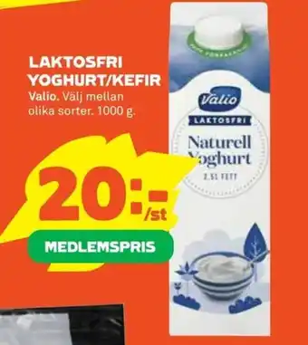 Coop Daglivs Valio Laktosfri Yoghurt/Kefir 1000g erbjuda