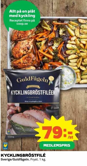 Coop Daglivs GuldFågeln Kycklingbröstfilé 1kg erbjuda