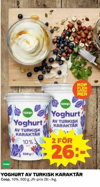 Coop Yoghurt Av Turkisk Karaktär 500g
