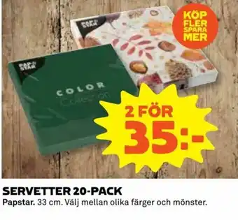 Coop Daglivs Papstar Servetter 20-pack 33cm erbjuda