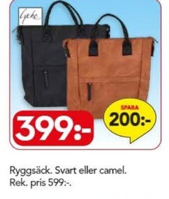 Bo Ohlsson Ryggsäck. Svart eller camel erbjuda