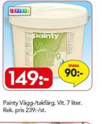 Bo Ohlsson Painty Vägg-/takfärg. Vit. 7 liter erbjuda
