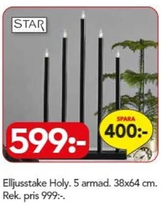 Bo Ohlsson Elljusstake Holy. 5 armad. 38x64 cm erbjuda