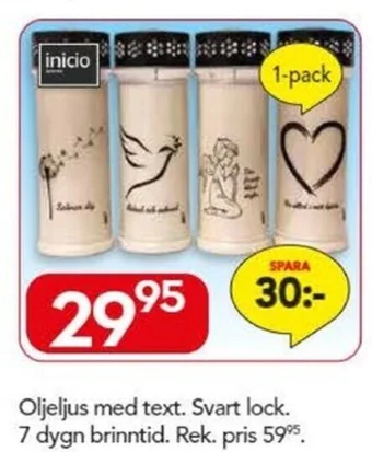 Bo Ohlsson Oljeljus med text. Svart lock. 7 dygn brinntid erbjuda