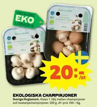 Stora Coop Änglamark Ekologiska Champinjoner 200g erbjuda