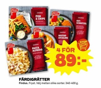 Stora Coop Findus Färdigrätter 340-400g erbjuda