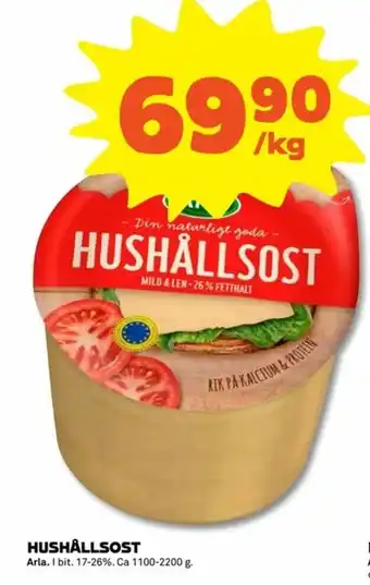 Stora Coop Arla Hushållsost 1,1-2,2kg erbjuda