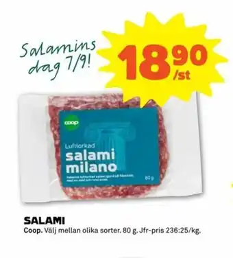 Stora Coop Coop Salami 80g erbjuda
