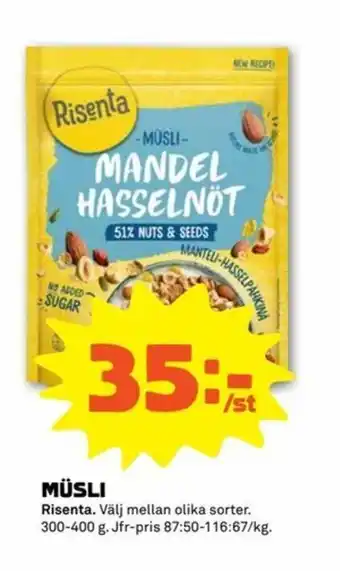 Stora Coop Risenta Müsli 300-400g erbjuda