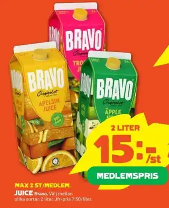 Stora Coop Bravo Juice 2 liter erbjuda