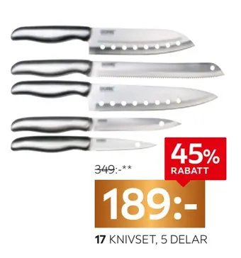 Knivset, 5 delar