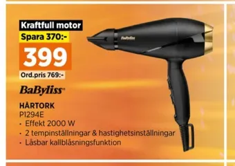 Power Babyliss hårfön erbjuda