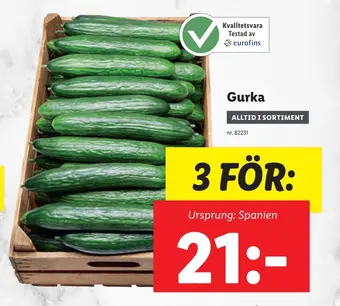 Lidl Gurka erbjuda