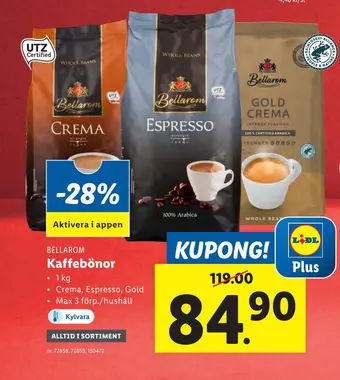Lidl Kaffebönor erbjuda