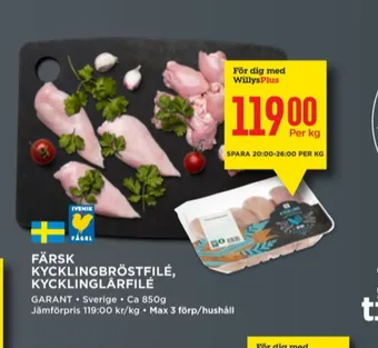 Willys Garant kycklingbröstfilé erbjuda