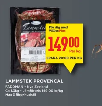 Willys Fåddman lammstek erbjuda