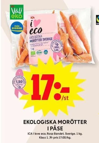 ICA Maxi EKOLOGISKA MORÖTTER I PÅSE erbjuda