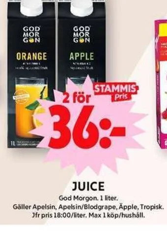 ICA Maxi JUICE God Morgon. 1 liter. erbjuda