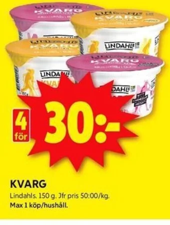 ICA Kvantum KVARG Lindahls. 150 g. erbjuda
