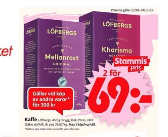 ICA Supermarket Kaffe Löfbergs. 450 g erbjuda