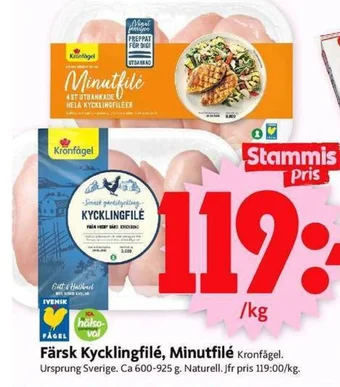 ICA Supermarket Färsk Kycklingfilé, Minutfilé Kronfågel erbjuda