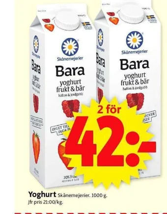 ICA Supermarket Yoghurt Skånemejerier. 1000 g. erbjuda