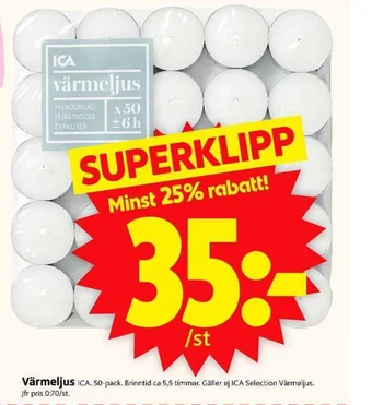 ICA Supermarket Värmeljus erbjuda