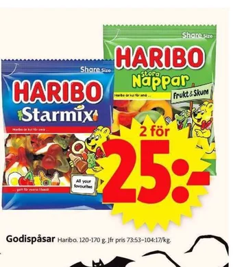ICA Supermarket Godispåsar Haribo erbjuda