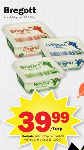 Pekås Bregott Arla, 600 g. erbjuda