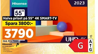 Power Hisense 55" 4K HDR SMART TV 55A6K erbjuda