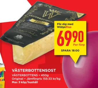 Willys VÄSTERBOTTENSOST erbjuda