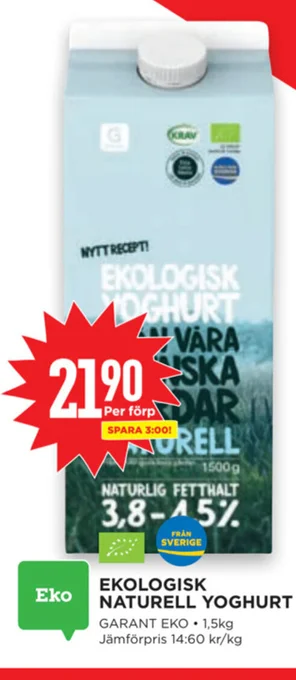 Willys EKOLOGISK NATURELL YOGHURT erbjuda
