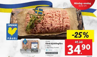 Lidl GYLLDA Färsk kycklingfärs erbjuda