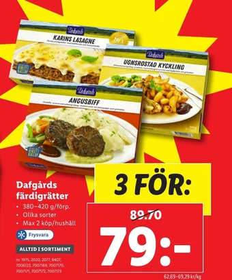 Lidl Dafgårds färdigrätter erbjuda
