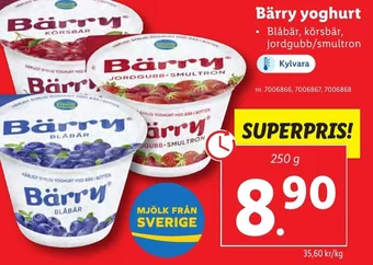 Lidl Bärry yoghurt erbjuda