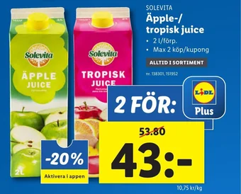 SOLEVITA Äpple-/ tropisk juice