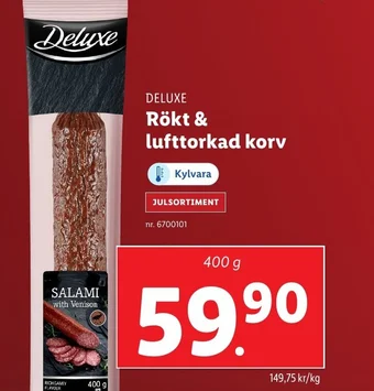 Lidl DELUXE Rökt & lufttorkad korv erbjuda