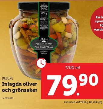Lidl DELUXE Inlagda oliver och grönsaker erbjuda