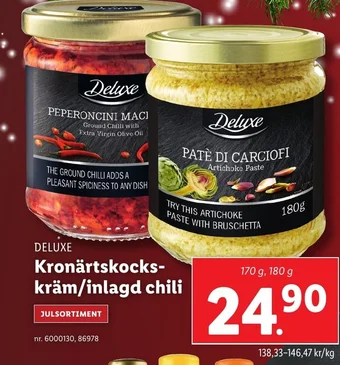 Lidl DELUXE Kronärtskocks-kräm/inlagd chili erbjuda