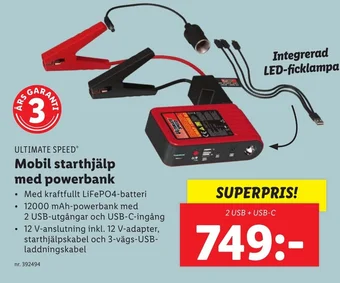 Lidl ULTIMATE SPEEDⓇ Mobil starthjälp med powerbank erbjuda