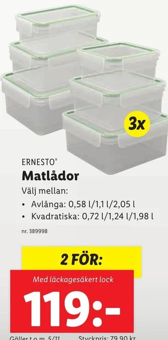 Lidl ERNESTOⓇ Matlådor erbjuda