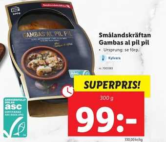 Lidl Smålandskräftan Gambas al pil pil erbjuda