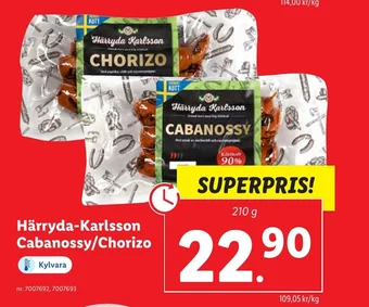 Lidl Härryda-Karlsson Cabanossy/Chorizo erbjuda