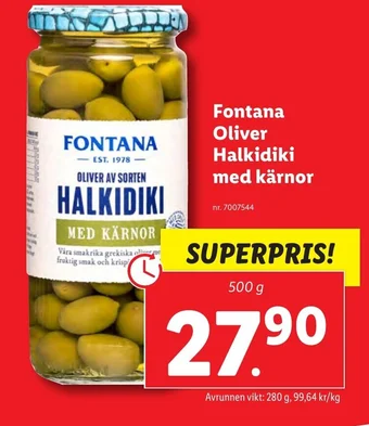 Lidl Fontana Oliver Halkidiki med kärnor erbjuda