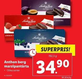 Lidl Anthon berg marzipantårta erbjuda