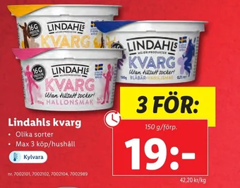Lidl Lindahls kvarg erbjuda
