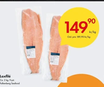 Snabbgross Laxfilé Ca. 2 kg. Fryst. Falkenberg Seafood erbjuda