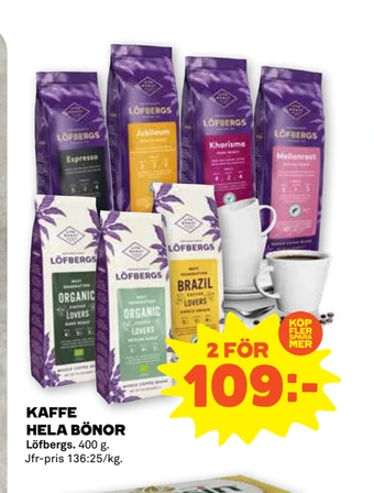 Stora Coop Kaffe hela bönor erbjuda