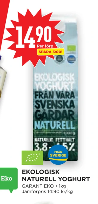 Willys Hemma Ekologisk naturell yoghurt erbjuda