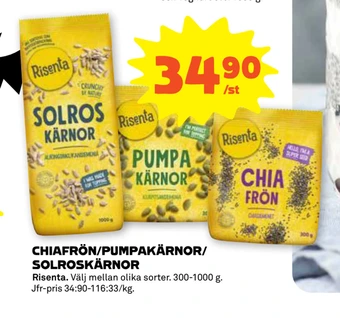 Stora Coop Chiafrön/pumpakärnor/ solroskärnor erbjuda